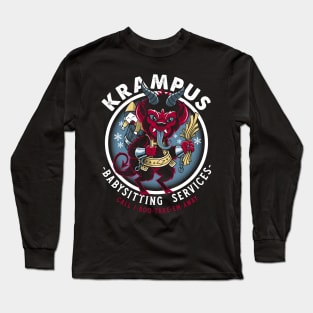 Krampus Babysitting Service - Creepy Cute Christmas - Goth Holiday Long Sleeve T-Shirt